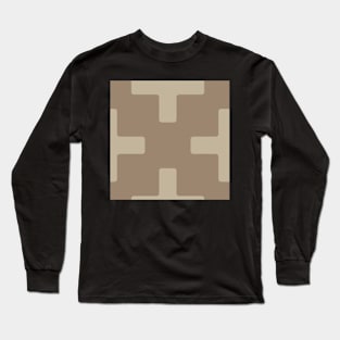 Beige on Beige 80s style decor, plus cross minimalist block pattern Long Sleeve T-Shirt